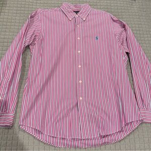 Ralph Lauren Men's Pink and White Striped Shirt